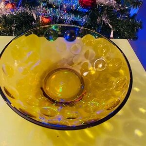 Vintage Amber Glass Circle Bowl